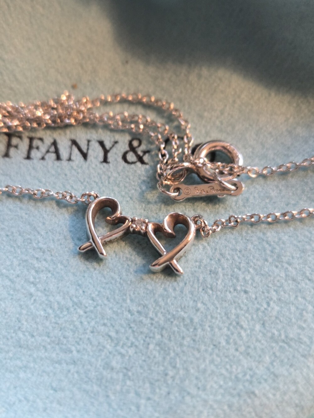 Tiffany & Co Paloma Picasso Mini Double Loving Heart with Diamond Necklace